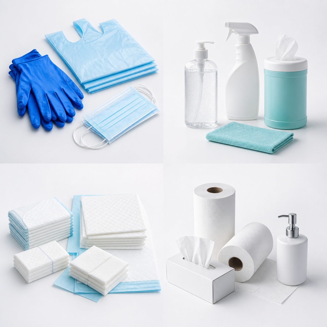 A selection of protective, hygiene, care and workplace supplies